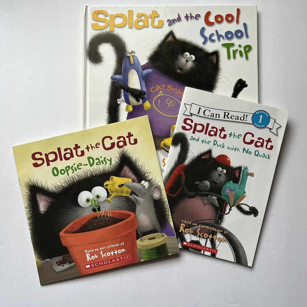 Splat the Cat Book Lot of 3 Scholastic I Can Read Level 1 Kids Books Rob Scotton